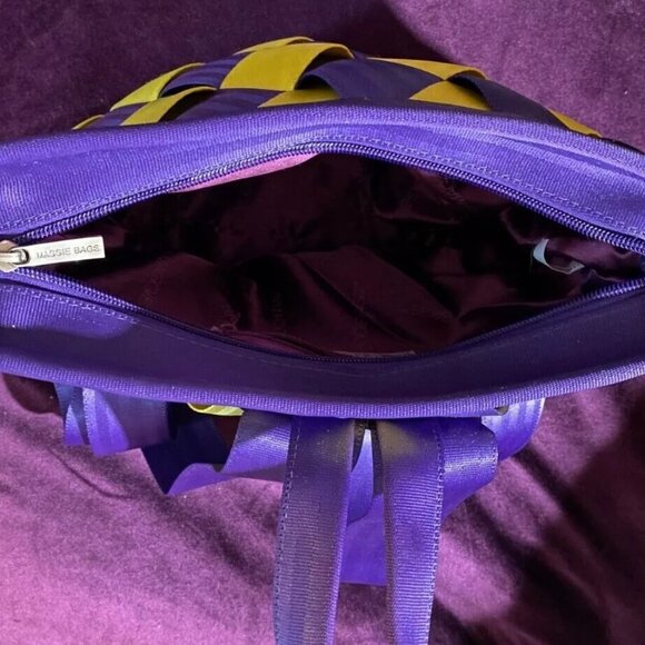 Maggie Bags Seatbelt Backpack Purse Lakers Purple Yellow Preowned - Picture 4 of 5